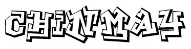 The clipart image depicts the word Chinmay in a style reminiscent of graffiti. The letters are drawn in a bold, block-like script with sharp angles and a three-dimensional appearance.