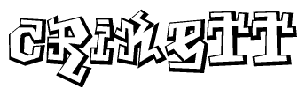The image is a stylized representation of the letters Crikett designed to mimic the look of graffiti text. The letters are bold and have a three-dimensional appearance, with emphasis on angles and shadowing effects.