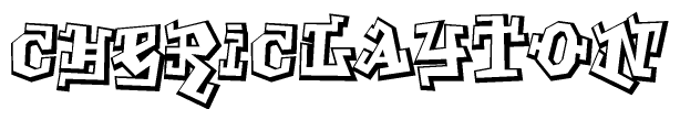 The image is a stylized representation of the letters Chericlayton designed to mimic the look of graffiti text. The letters are bold and have a three-dimensional appearance, with emphasis on angles and shadowing effects.