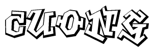 The clipart image depicts the word Cuong in a style reminiscent of graffiti. The letters are drawn in a bold, block-like script with sharp angles and a three-dimensional appearance.