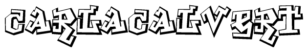 The clipart image depicts the word Carlacalvert in a style reminiscent of graffiti. The letters are drawn in a bold, block-like script with sharp angles and a three-dimensional appearance.