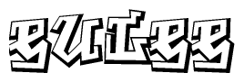 The image is a stylized representation of the letters Eulee designed to mimic the look of graffiti text. The letters are bold and have a three-dimensional appearance, with emphasis on angles and shadowing effects.