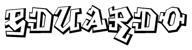 The clipart image depicts the word Eduardo in a style reminiscent of graffiti. The letters are drawn in a bold, block-like script with sharp angles and a three-dimensional appearance.
