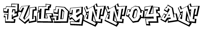 The clipart image depicts the word Fuldennoyan in a style reminiscent of graffiti. The letters are drawn in a bold, block-like script with sharp angles and a three-dimensional appearance.