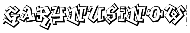 The clipart image features a stylized text in a graffiti font that reads Garynusinow.