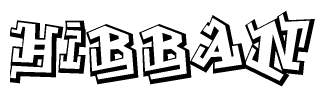 The clipart image depicts the word Hibban in a style reminiscent of graffiti. The letters are drawn in a bold, block-like script with sharp angles and a three-dimensional appearance.
