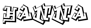 The clipart image depicts the word Hanna in a style reminiscent of graffiti. The letters are drawn in a bold, block-like script with sharp angles and a three-dimensional appearance.