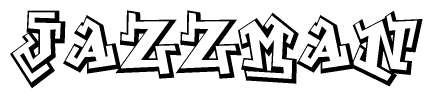The clipart image depicts the word Jazzman in a style reminiscent of graffiti. The letters are drawn in a bold, block-like script with sharp angles and a three-dimensional appearance.