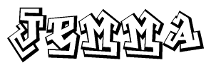 The clipart image depicts the word Jemma in a style reminiscent of graffiti. The letters are drawn in a bold, block-like script with sharp angles and a three-dimensional appearance.