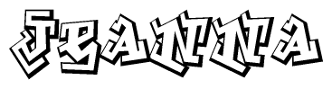 The clipart image depicts the word Jeanna in a style reminiscent of graffiti. The letters are drawn in a bold, block-like script with sharp angles and a three-dimensional appearance.