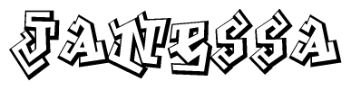 The clipart image depicts the word Janessa in a style reminiscent of graffiti. The letters are drawn in a bold, block-like script with sharp angles and a three-dimensional appearance.