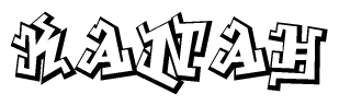 The image is a stylized representation of the letters Kanah designed to mimic the look of graffiti text. The letters are bold and have a three-dimensional appearance, with emphasis on angles and shadowing effects.
