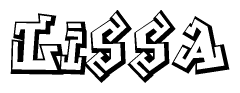The image is a stylized representation of the letters Lissa designed to mimic the look of graffiti text. The letters are bold and have a three-dimensional appearance, with emphasis on angles and shadowing effects.