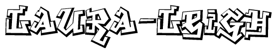 The clipart image depicts the word Laura-leigh in a style reminiscent of graffiti. The letters are drawn in a bold, block-like script with sharp angles and a three-dimensional appearance.