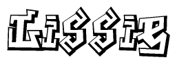 The clipart image depicts the word Lissie in a style reminiscent of graffiti. The letters are drawn in a bold, block-like script with sharp angles and a three-dimensional appearance.