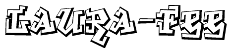 The clipart image depicts the word Laura-fee in a style reminiscent of graffiti. The letters are drawn in a bold, block-like script with sharp angles and a three-dimensional appearance.