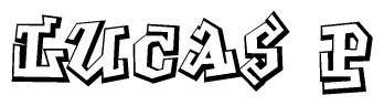 The clipart image features a stylized text in a graffiti font that reads Lucas p.