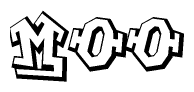 The clipart image features a stylized text in a graffiti font that reads Moo.