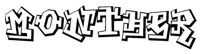 The clipart image features a stylized text in a graffiti font that reads Monther.