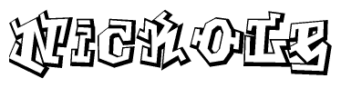 The clipart image depicts the word Nickole in a style reminiscent of graffiti. The letters are drawn in a bold, block-like script with sharp angles and a three-dimensional appearance.