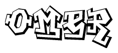 The clipart image depicts the word Omer in a style reminiscent of graffiti. The letters are drawn in a bold, block-like script with sharp angles and a three-dimensional appearance.