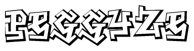 The clipart image depicts the word Peggyze in a style reminiscent of graffiti. The letters are drawn in a bold, block-like script with sharp angles and a three-dimensional appearance.