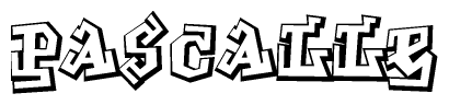 The clipart image depicts the word Pascalle in a style reminiscent of graffiti. The letters are drawn in a bold, block-like script with sharp angles and a three-dimensional appearance.