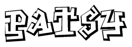 The clipart image depicts the word Patsy in a style reminiscent of graffiti. The letters are drawn in a bold, block-like script with sharp angles and a three-dimensional appearance.