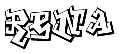 The image is a stylized representation of the letters Rena designed to mimic the look of graffiti text. The letters are bold and have a three-dimensional appearance, with emphasis on angles and shadowing effects.