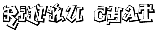The image is a stylized representation of the letters Rinku chat designed to mimic the look of graffiti text. The letters are bold and have a three-dimensional appearance, with emphasis on angles and shadowing effects.