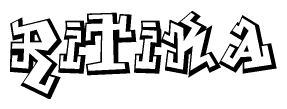 The clipart image depicts the word Ritika in a style reminiscent of graffiti. The letters are drawn in a bold, block-like script with sharp angles and a three-dimensional appearance.