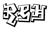 The clipart image depicts the word Reh in a style reminiscent of graffiti. The letters are drawn in a bold, block-like script with sharp angles and a three-dimensional appearance.