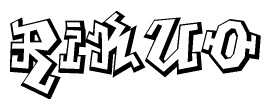 The clipart image depicts the word Rikuo in a style reminiscent of graffiti. The letters are drawn in a bold, block-like script with sharp angles and a three-dimensional appearance.