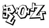The image is a stylized representation of the letters Roz designed to mimic the look of graffiti text. The letters are bold and have a three-dimensional appearance, with emphasis on angles and shadowing effects.