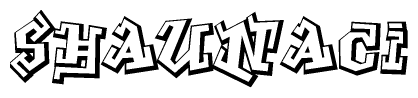The image is a stylized representation of the letters Shaunaci designed to mimic the look of graffiti text. The letters are bold and have a three-dimensional appearance, with emphasis on angles and shadowing effects.