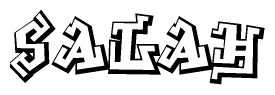 The clipart image depicts the word Salah in a style reminiscent of graffiti. The letters are drawn in a bold, block-like script with sharp angles and a three-dimensional appearance.