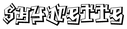 The clipart image depicts the word Shynette in a style reminiscent of graffiti. The letters are drawn in a bold, block-like script with sharp angles and a three-dimensional appearance.