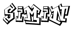 The image is a stylized representation of the letters Simin designed to mimic the look of graffiti text. The letters are bold and have a three-dimensional appearance, with emphasis on angles and shadowing effects.