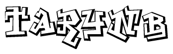The clipart image depicts the word Tarynb in a style reminiscent of graffiti. The letters are drawn in a bold, block-like script with sharp angles and a three-dimensional appearance.