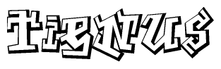 The clipart image depicts the word Tienus in a style reminiscent of graffiti. The letters are drawn in a bold, block-like script with sharp angles and a three-dimensional appearance.