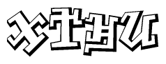 The clipart image depicts the word Xthu in a style reminiscent of graffiti. The letters are drawn in a bold, block-like script with sharp angles and a three-dimensional appearance.
