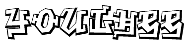 The clipart image depicts the word Youlhee in a style reminiscent of graffiti. The letters are drawn in a bold, block-like script with sharp angles and a three-dimensional appearance.