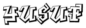 The clipart image features a stylized text in a graffiti font that reads Yusuf.