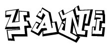 The image is a stylized representation of the letters Yani designed to mimic the look of graffiti text. The letters are bold and have a three-dimensional appearance, with emphasis on angles and shadowing effects.