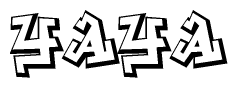 The clipart image depicts the word Yaya in a style reminiscent of graffiti. The letters are drawn in a bold, block-like script with sharp angles and a three-dimensional appearance.