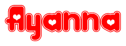 The image displays the word Ayanna written in a stylized red font with hearts inside the letters.