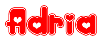The image displays the word Adria written in a stylized red font with hearts inside the letters.
