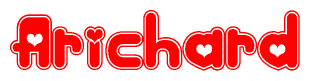 The image displays the word Arichard written in a stylized red font with hearts inside the letters.