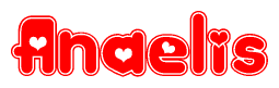 The image displays the word Anaelis written in a stylized red font with hearts inside the letters.
