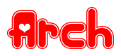 The image displays the word Arch written in a stylized red font with hearts inside the letters.